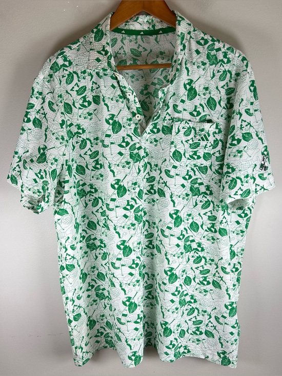 adidas Other - Adidas Men’s Play Green Graphic Golf Polo Shirt Size XL HS9054 Stretch EUC